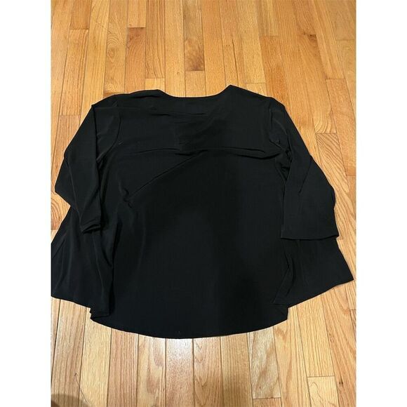 Chico's Women's V-Neck Tunic Blouse Black Size 3 3/4 Sleeve Casual - Picture 6 of 6
